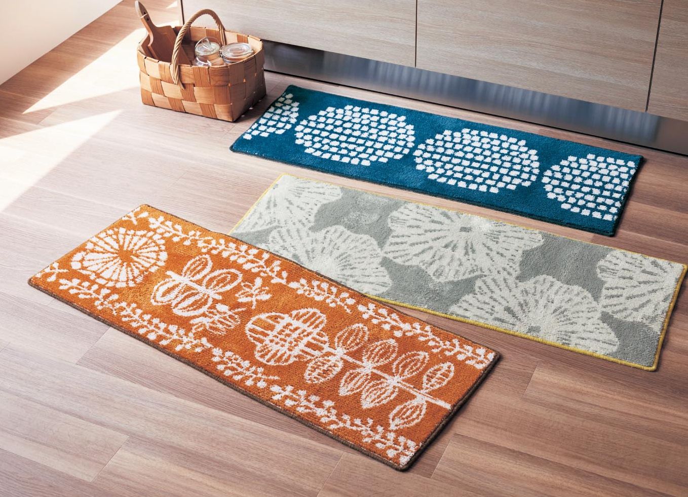 日本千趣會 - mini labo 去泥污腳踏墊-法蘭西花朵-藍綠