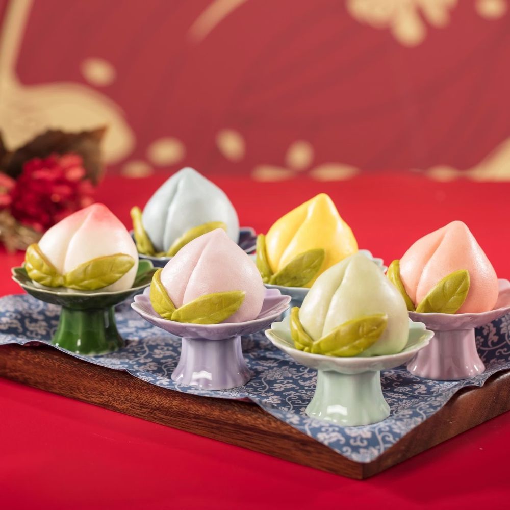 五彩開運鮮乳壽桃紅豆包-50g*6顆