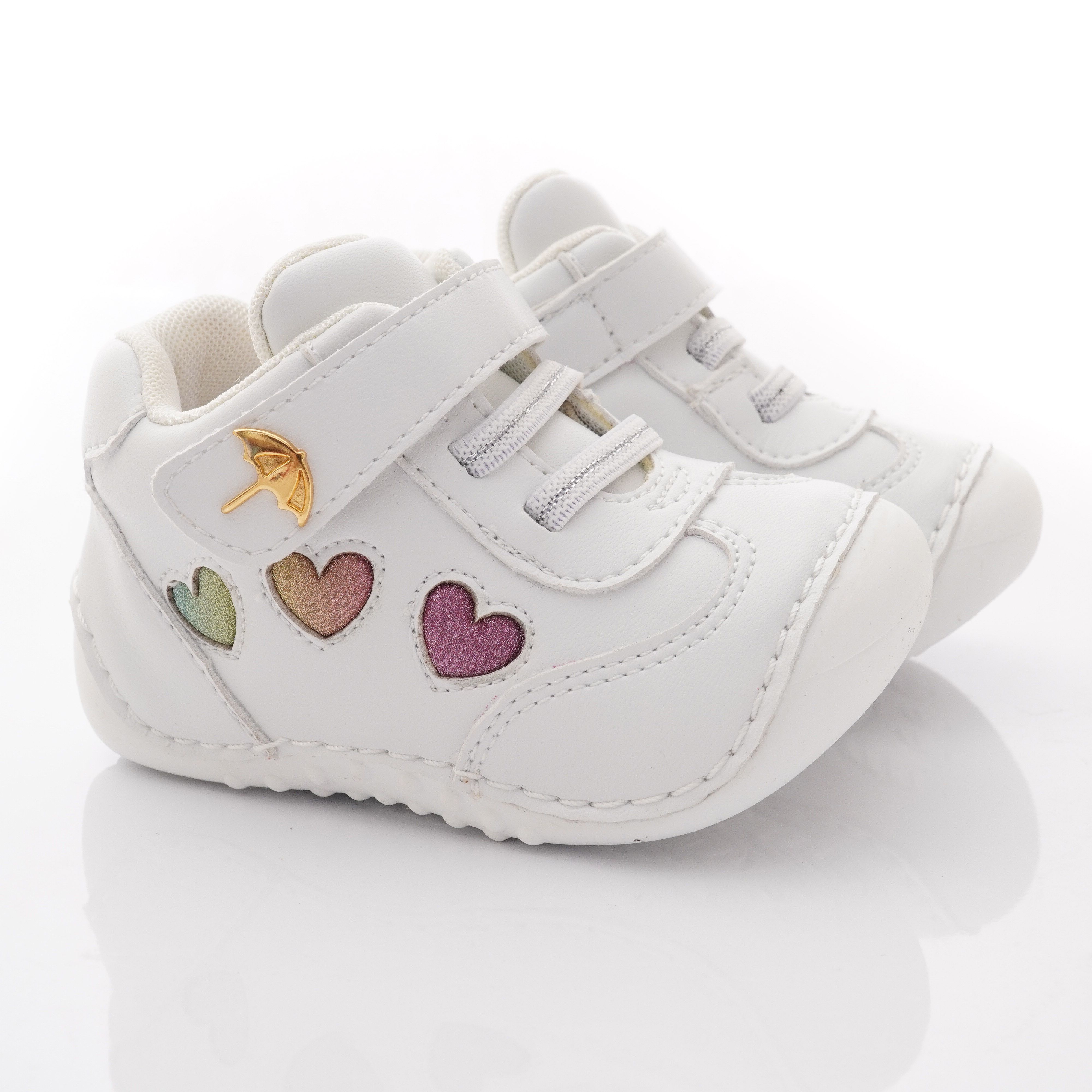 Arnold Palmer 雨傘牌 - 專櫃童鞋-皮質愛心學步款(寶寶段)-白