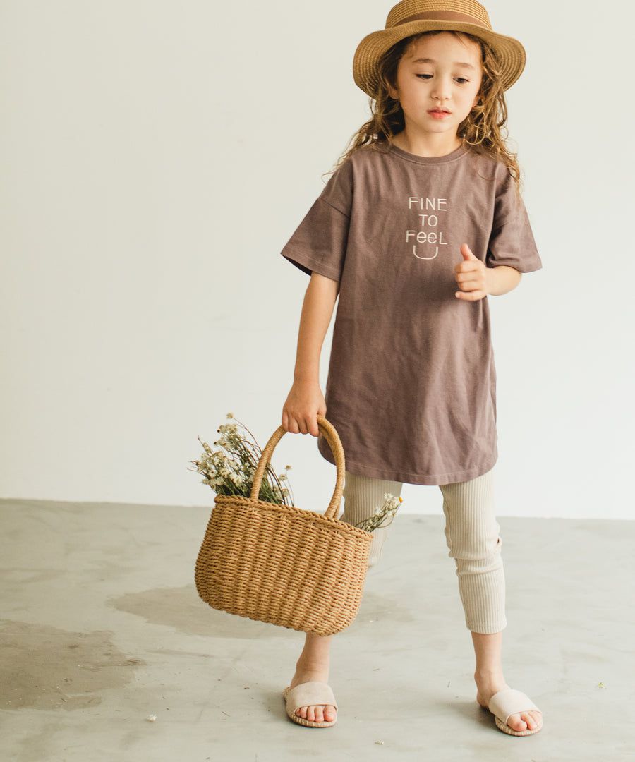 日本 PAIRMANON - 100%柔棉 印花前短後長短袖洋裝-NIPPY-摩卡