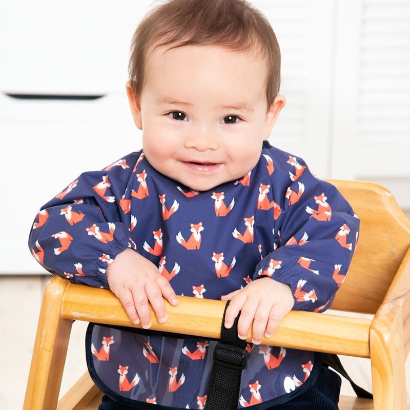 英國 JoJo Maman BeBe - 長袖圍兜/吃飯衣-可愛狐狸