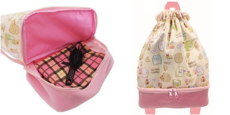 日本代購 - 上下分層束口後背包(下層小透氣網)-神奇寶貝-黑 (43.5x40.5x18cm)