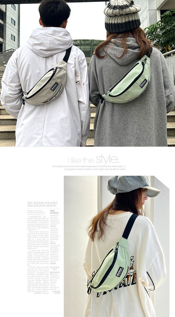 Heine 海恩 - WIN-B1001 輕量腰包 胸包 斜背包 旅行必備 兩個夾層空間 歐洲旅行防盜防偷斜前背包 男女適用-黑色