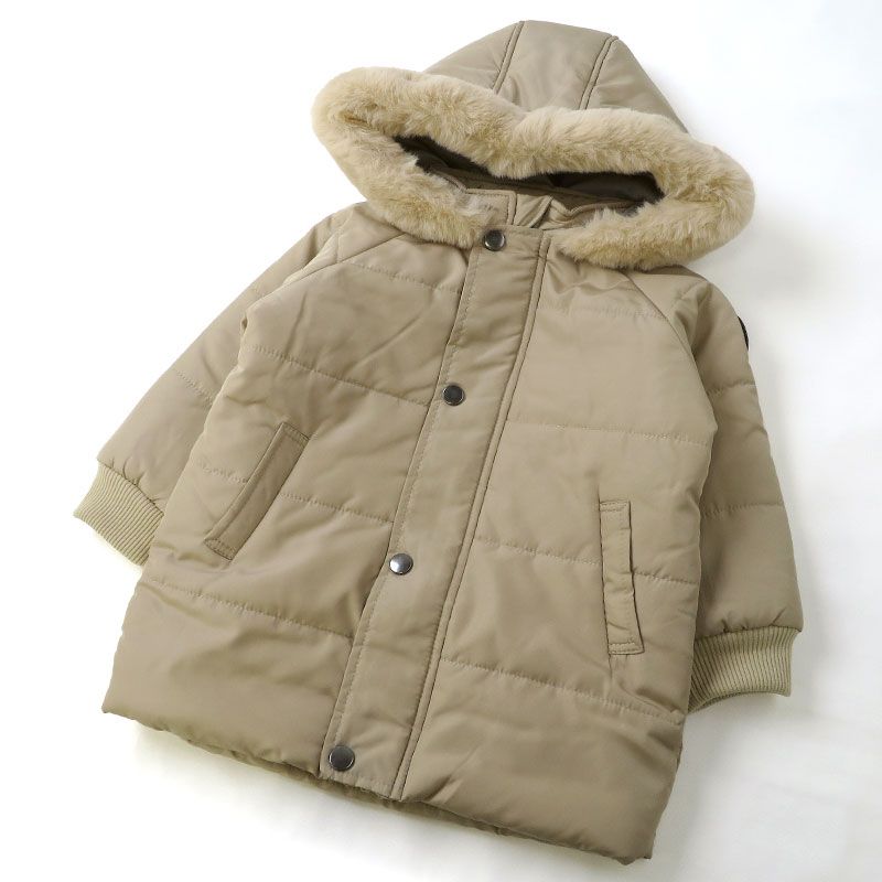 日本 ZOOLAND - 撥水加工 毛絨保暖連帽鋪棉外套-小企鵝-薄荷