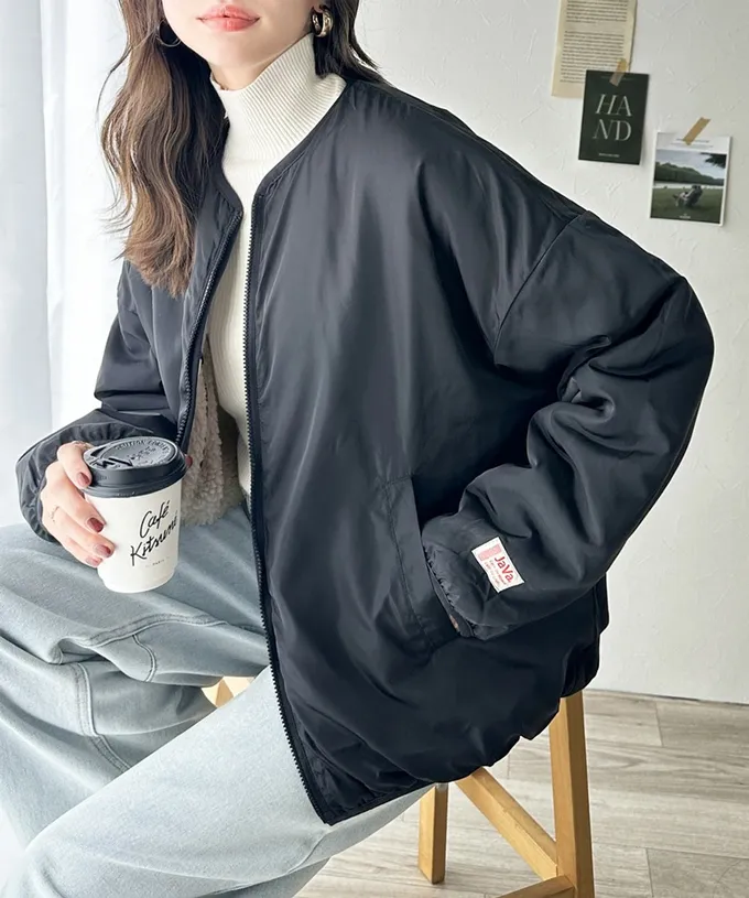 日本 Classical Elf - 2WAY泰迪熊短絨飛行外套-摩卡x軍綠