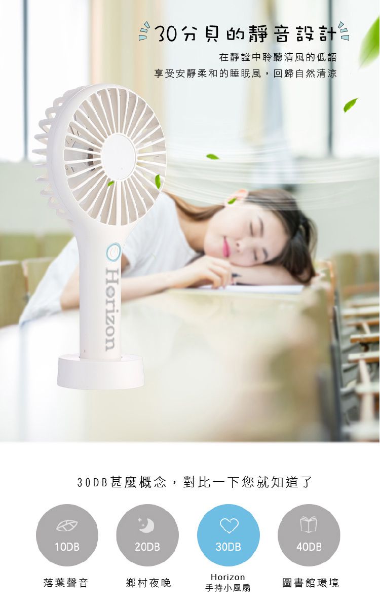 加拿大天際線 Horizon - USB充電式手持小風扇-泡泡藍