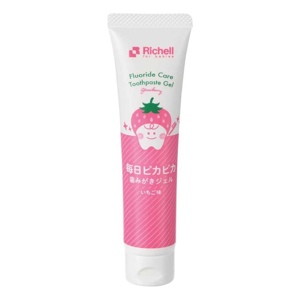 日本 Richell 利其爾 - 日本製兒童牙膏-草莓風味-含氟量500PPM (適齡18m以上)-30g