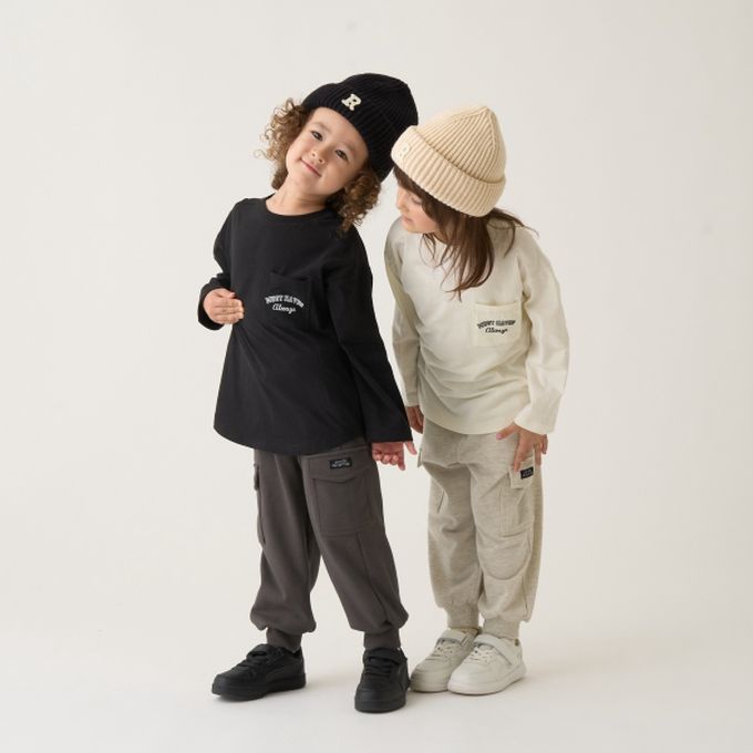 日本 b-ROOM - 休閒大口袋鬆緊長褲-草綠