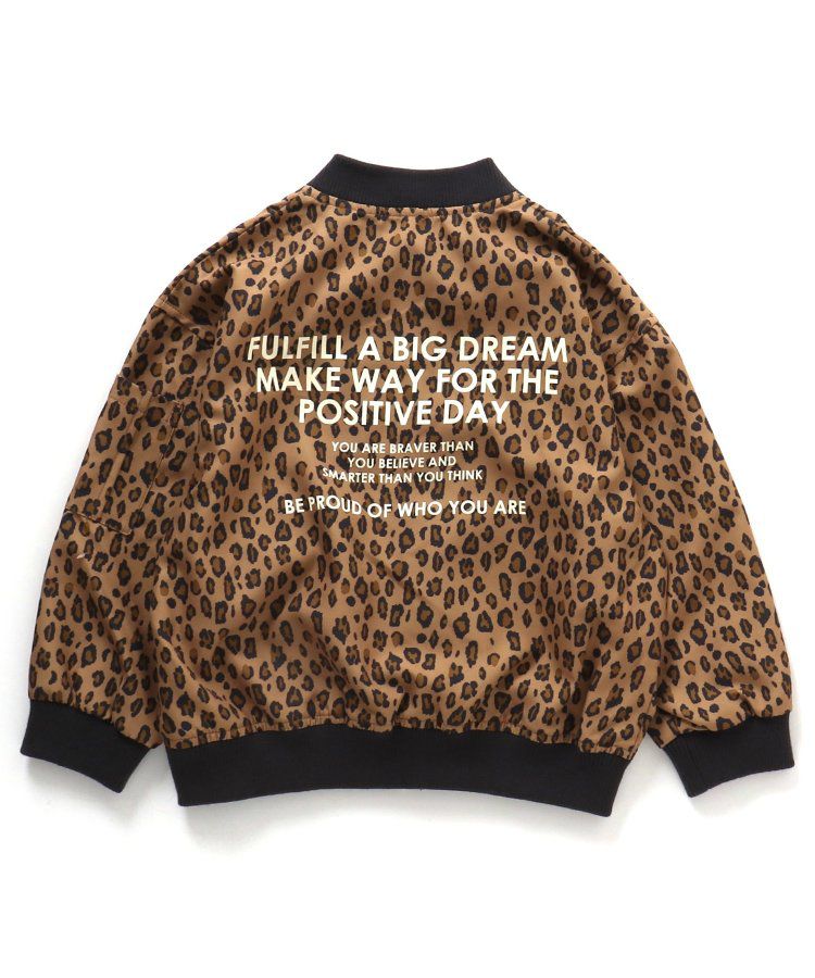 日本 BREEZE - 背後標語帥氣MA-1飛行夾克-焦糖豹紋