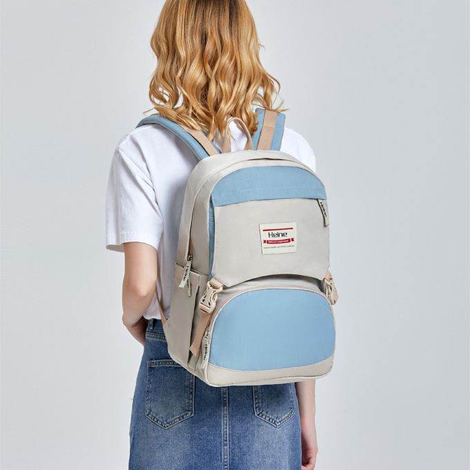 Heine 海恩 - Heine 海恩 WIN-256 撞色尼龍後背包 流行後背包 女包 媽媽包-象牙淺藍