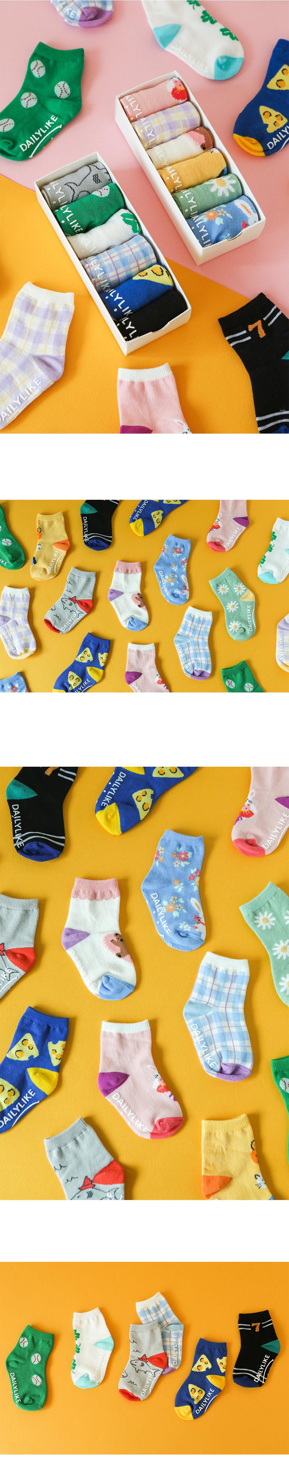 韓國 Daily Like - 兒童襪子/中筒襪6入組-5