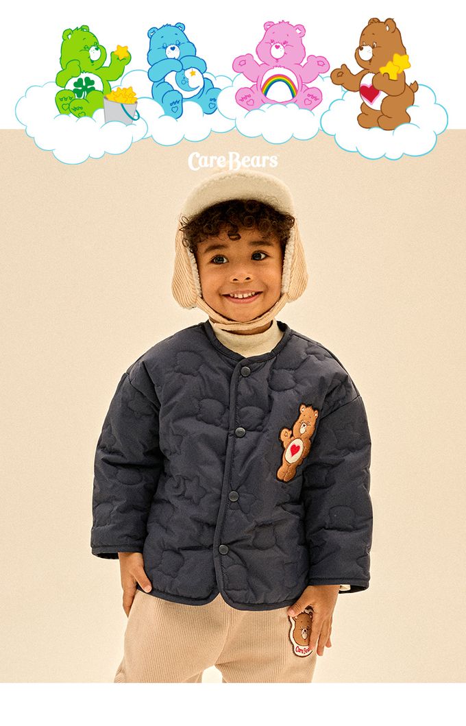 韓國 Care Bears - 聯名款熊圖樣絎縫無領外套-深藍