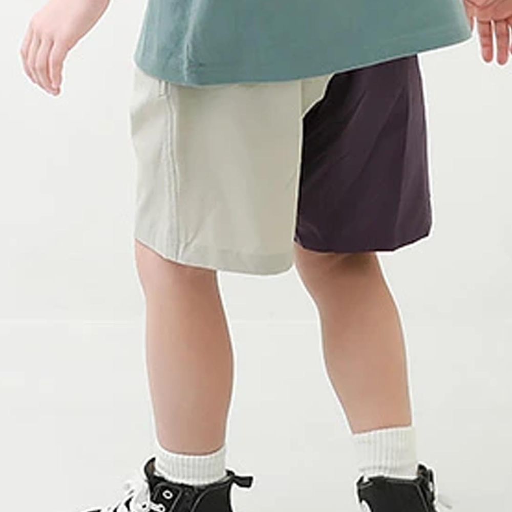 日本 devirock - 速乾腰帶設計寬鬆短褲-紫X灰