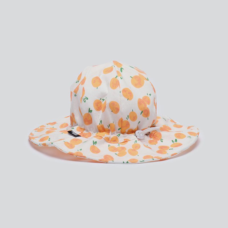 兒童透氣遮陽帽/漁夫帽-黃色草莓-白+黃 (46-52CM)