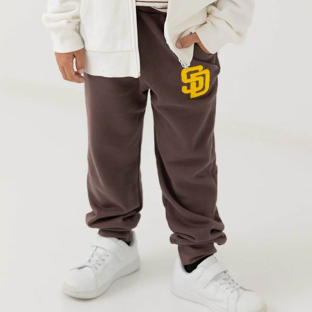 MLB聯名 立體刺繡縮口長褲-聖地牙哥教士-咖啡