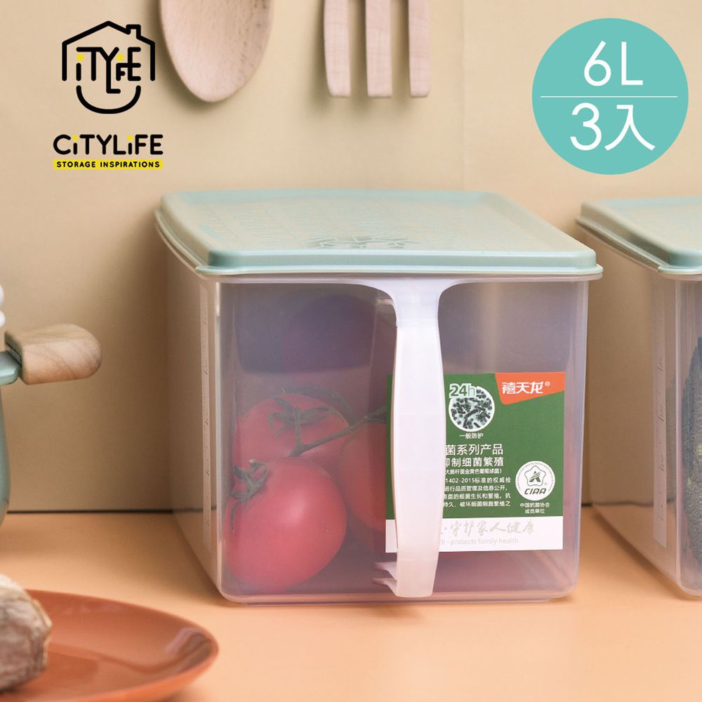 新加坡 CITYLIFE - 奈米抗菌PP提把式雜糧穀物保鮮盒-6L*3入