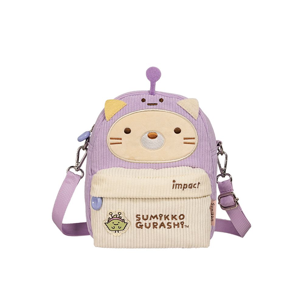 角落小夥伴-貓咪 燈芯絨兩用小側包-紫配米 IMQSG010PL