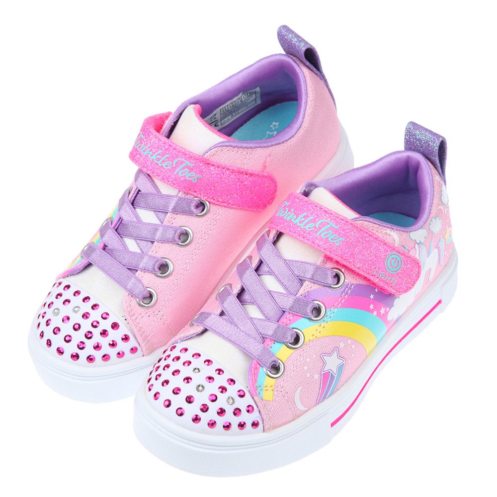 SKECHERS - 夢幻獨角獸粉紅色兒童電燈休閒鞋