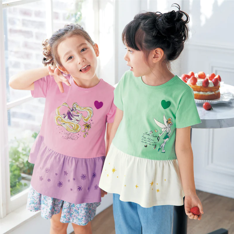 日本千趣會 - 迪士尼天竺棉荷葉衣擺短袖上衣-小叮噹仙子-薄荷