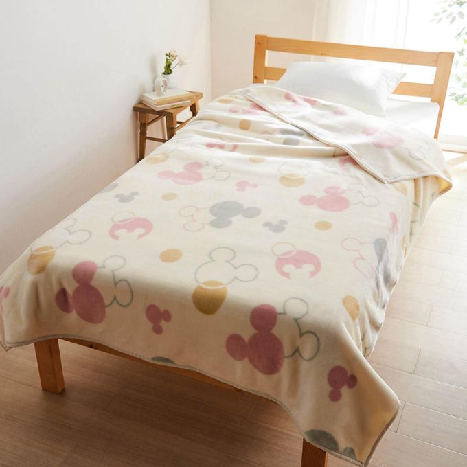 日本千趣會 - 迪士尼印花 極柔軟保暖毛毯/蓋毯-大小米奇-蜜桃粉