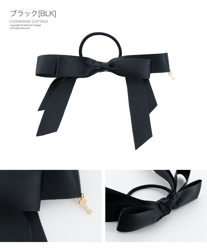 日本 Catherine Cottage - 長蝴蝶結鑰匙墜飾髮圈-嬰兒粉