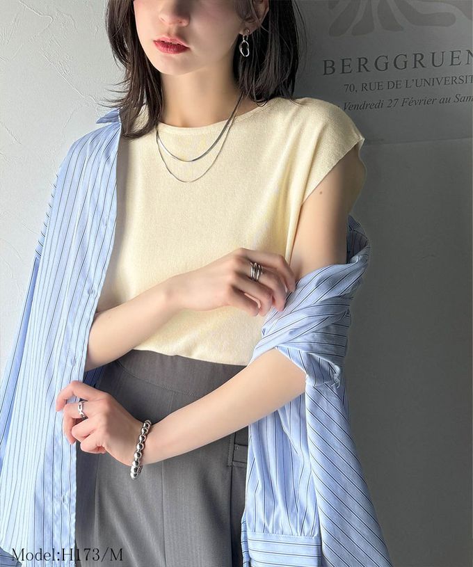 日本 Classical Elf - 夏季清爽感法式袖針織上衣-藍