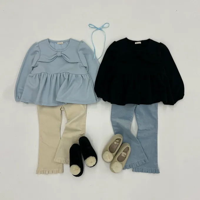 日本 Lycee mine - 胸前蝴蝶結領荷葉上衣-粉紅