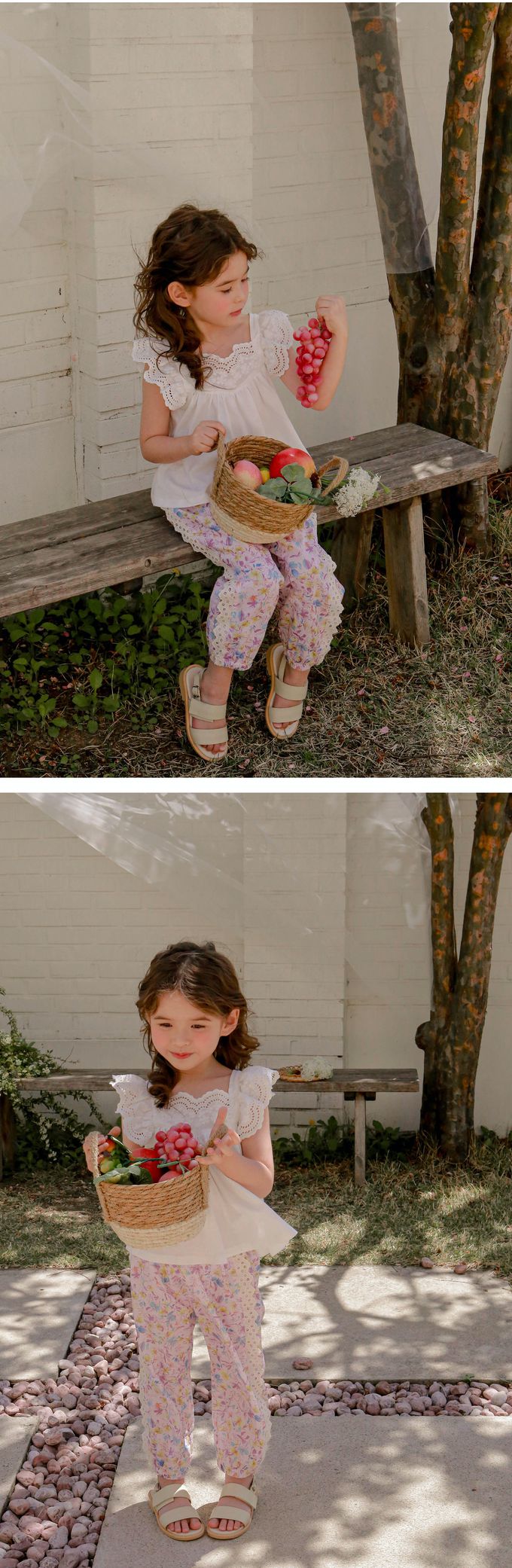 韓國 Puellaflo - 蕾絲鏤空領蝴蝶袖上衣-象牙白