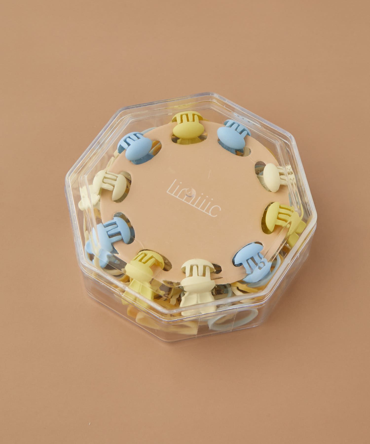 日本 Lattice - 兒童小圓髮夾+橡皮髮圈超值組-盒裝-粉橘色系