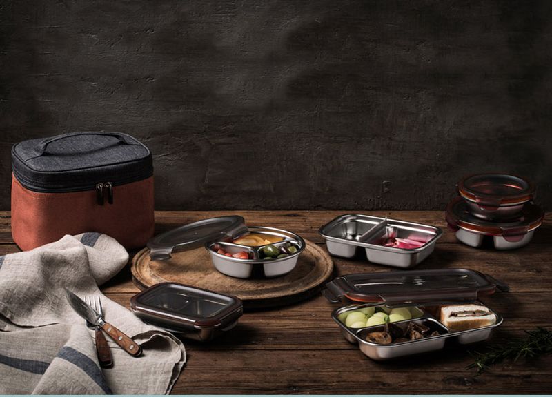 韓國 CUITISAN 酷藝師 - 304可微波不鏽鋼保鮮盒-單人兩入組-初行系列-980ml*1+370ml*1