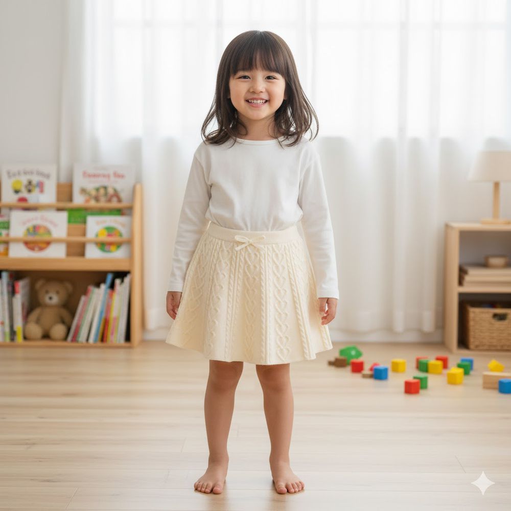 針織裙-兒童-米白色