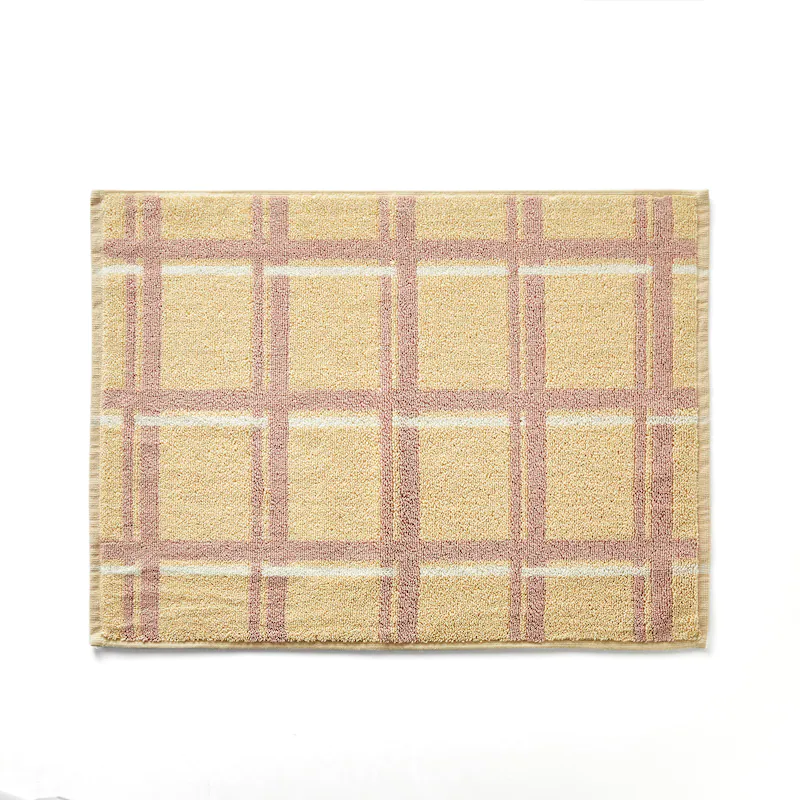 日本千趣會 - 純棉吸水毛巾腳踏墊兩件組-細格紋-灰 (45x60cm)