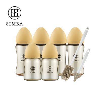 Simba 小獅王辛巴 - 深入各種瓶！蘊蜜鉑金PPSU寬口奶瓶極淨組-新生適用-旦黃
