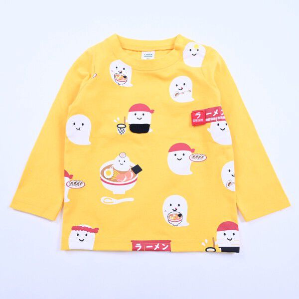 日本 Baby Room - 立體翻翻樂長袖上衣-幽靈拉麵-黑