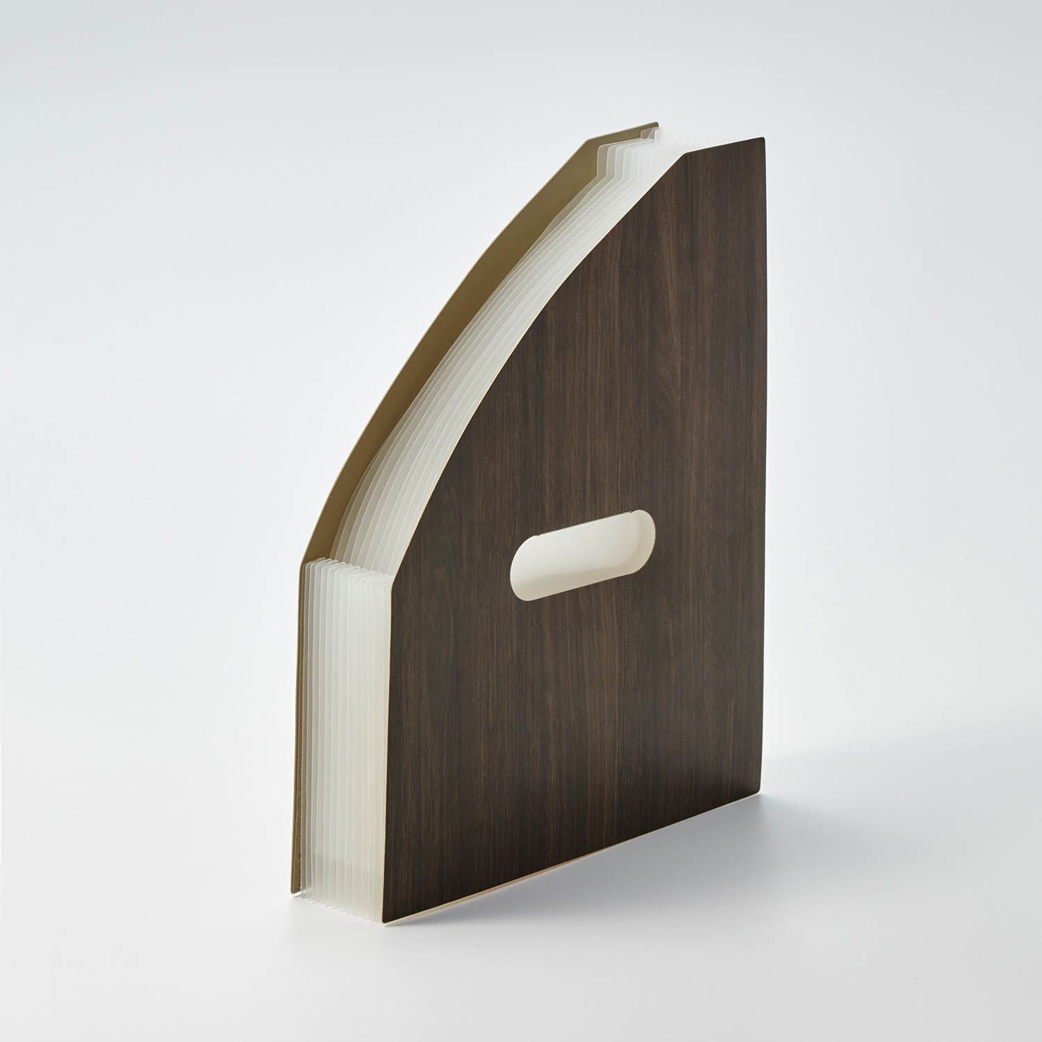 日本千趣會 - 直立式大容量伸縮文件收納盒-平行款-深咖木紋 (33x23.6cm)