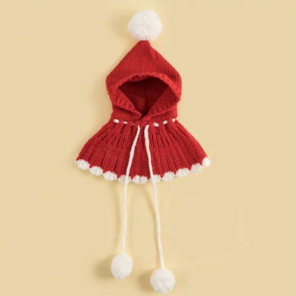 日安朵朵 - 小紅帽女童針織毛線帽披肩 (0-3歲)