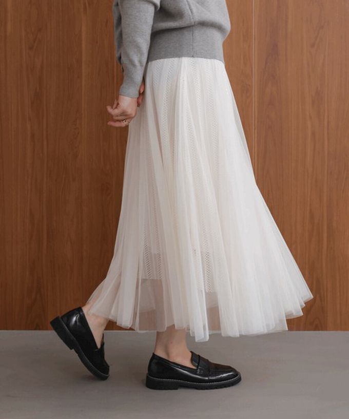 日本 Bab - 華麗優雅層次緹花鬆緊紗裙-質感黑