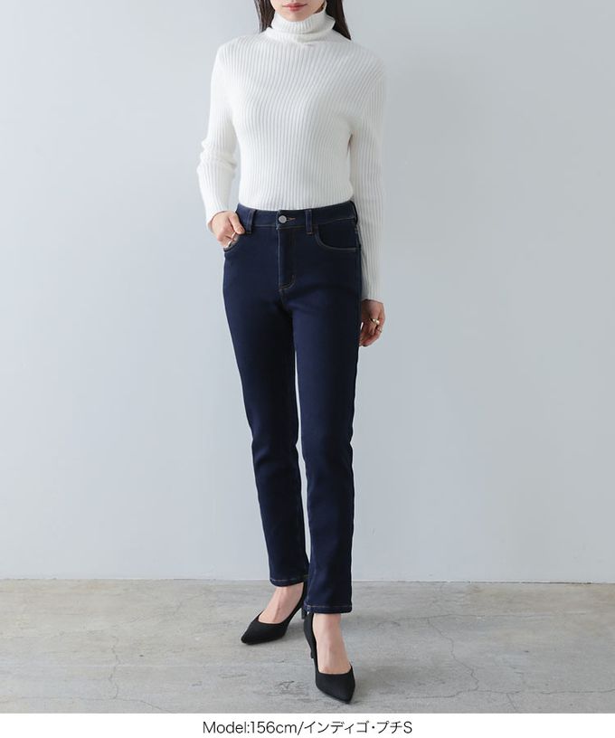 日本 Kobe Lettuce - 最暖刷毛美腿丹寧褲(可選長度)-黑