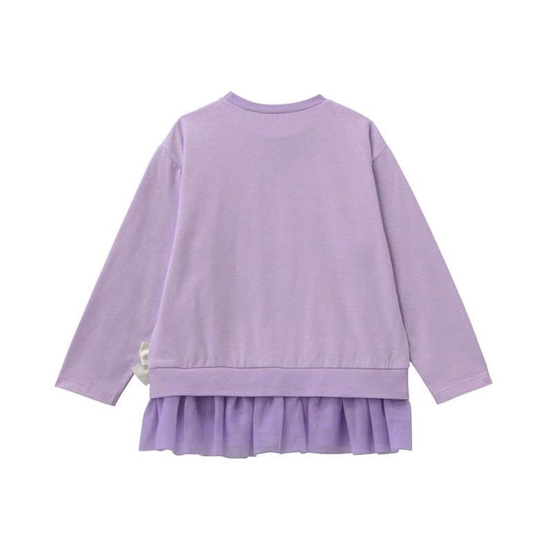 日本千趣會 - GITA 側邊蝴蝶結下擺薄紗長袖上衣-薰衣草紫