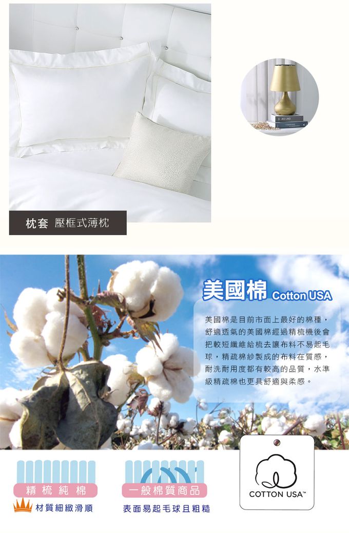 鴻宇 HongYew - 雙人特大床包枕套組 300織美國棉 純色刺繡-簡約白