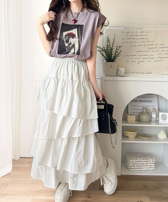 日本 Classical Elf - 華麗花朵俐落感法式袖上衣-淺灰紫