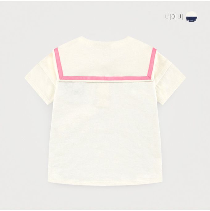 韓國 milk mile - 俏皮小熊印翻領百褶裙套裝-米白X紅