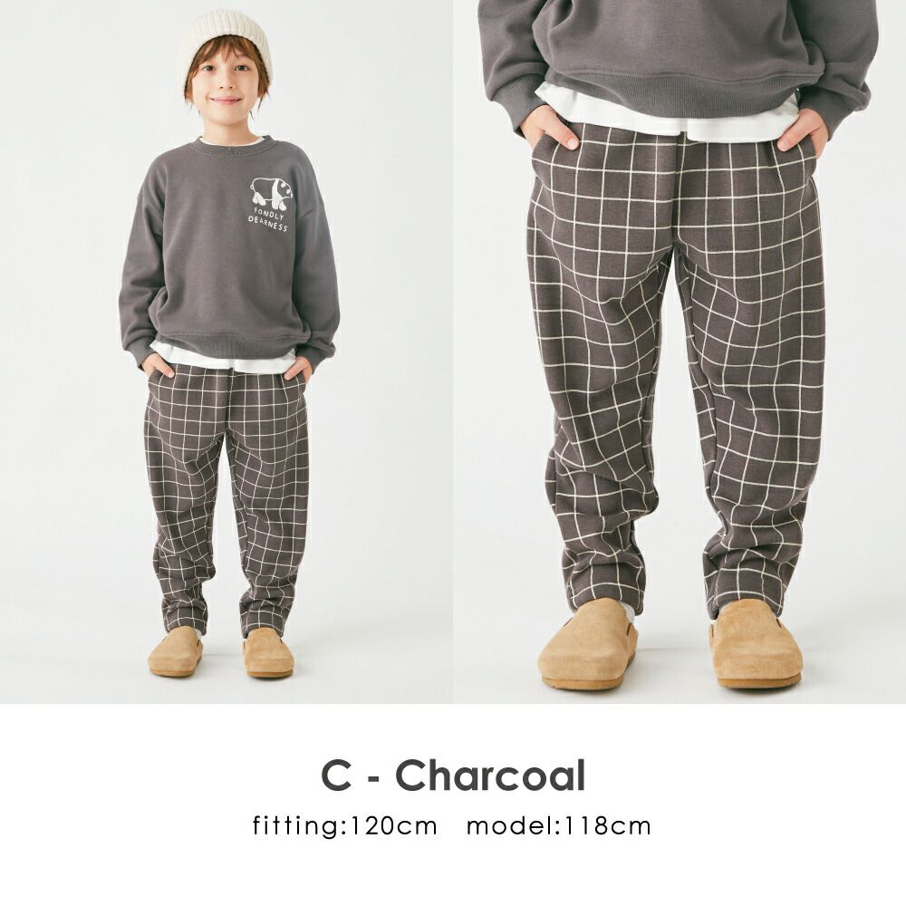 日本 evercloset - [定番]百搭印花裏起毛保暖長褲-英倫格紋-濃綠