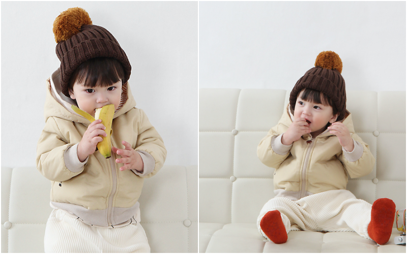 韓國 Babyblee - 大毛球針織毛線帽-藍 (FREE)