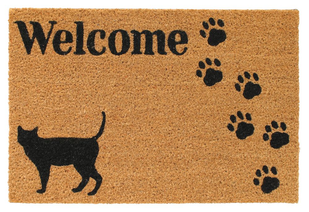 日本 TOMO - (室外款)長方形刮泥沙地墊/腳踏墊-貓咪腳印 (約60x40cm)