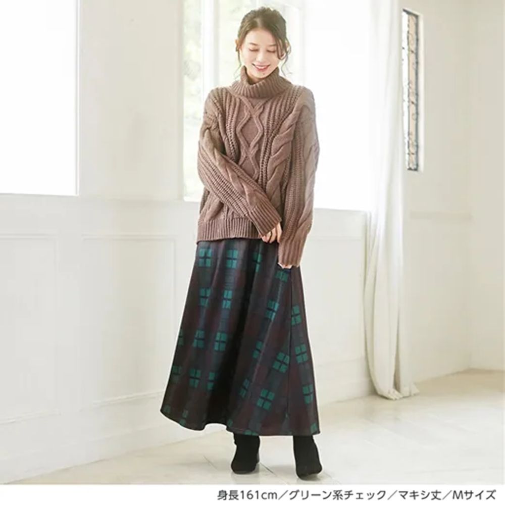 日本 BELLUNA - 蓄熱保暖百搭長裙-深藍