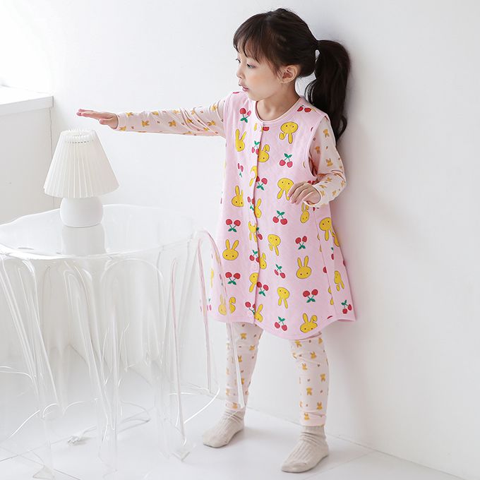 正韓 Cogibu - 極舒適無螢光劑 100% 有機棉幼兒/兒童鋪棉保暖防踢背心-櫻桃兔