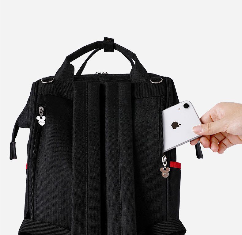 卡通人物大容量後背包/媽媽包-米奇-黑+紅 (40x22x18cm)