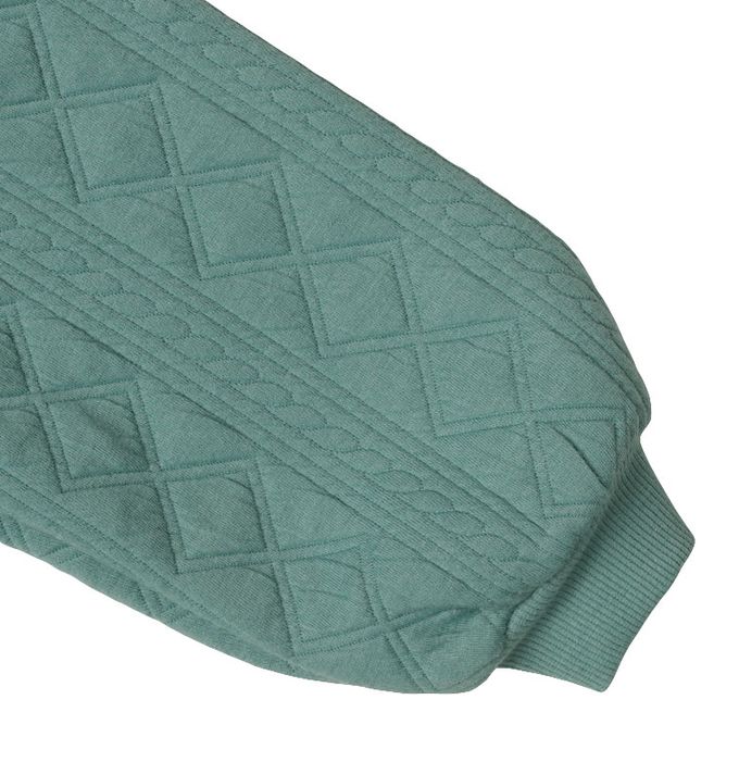 akachan honpo - 長袖鋪棉休閒上衣-拼接-綠色