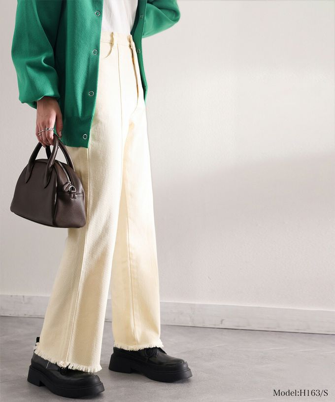 日本 Classical Elf - 顯瘦美腿彈性微喇叭長褲-丹寧藍